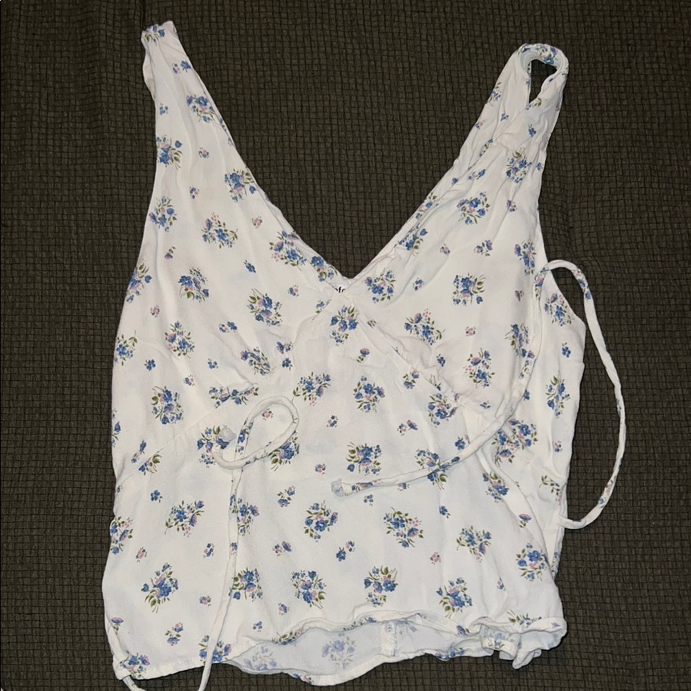 Reformation White Cream Asymmetrical Tie Front Camisole